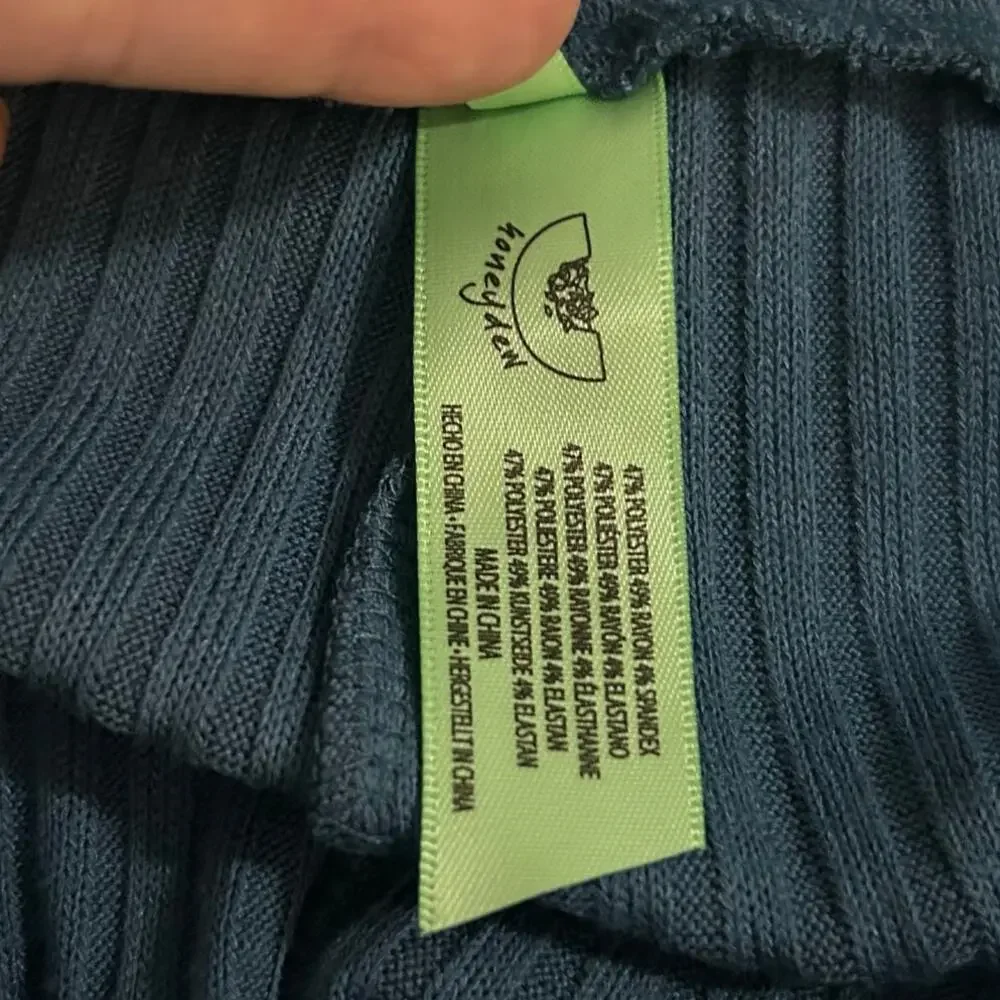 HONEYDEW New Steel Blue Ribbed Drawstring Lounge Pants Size XL - Picture 4 of 6